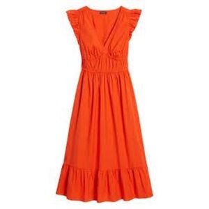 Vineyard Vines Poplin Flutter-Sleeve Midi Dress